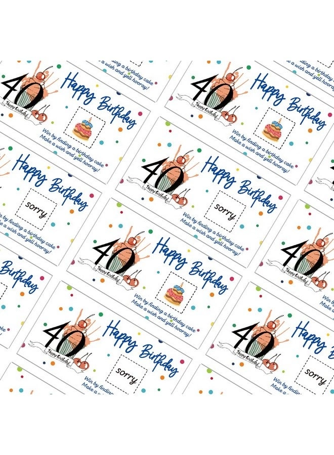 Colorful 40th Birthday Party Game Scratch Off Cards - English 32 PCS
