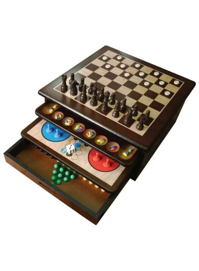 Craftsman Deluxe Wooden Game House - 10-in-1 Wooden Storage Large Pieces