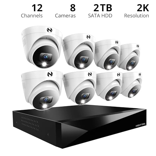 12 Channel DVR + 2K Deterrence Dome Camera - 8 Camera + Hard Drive - 2TB