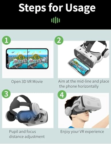 3D Virtual Reality Headset - 4.7-7.2 Android/iOS Black
