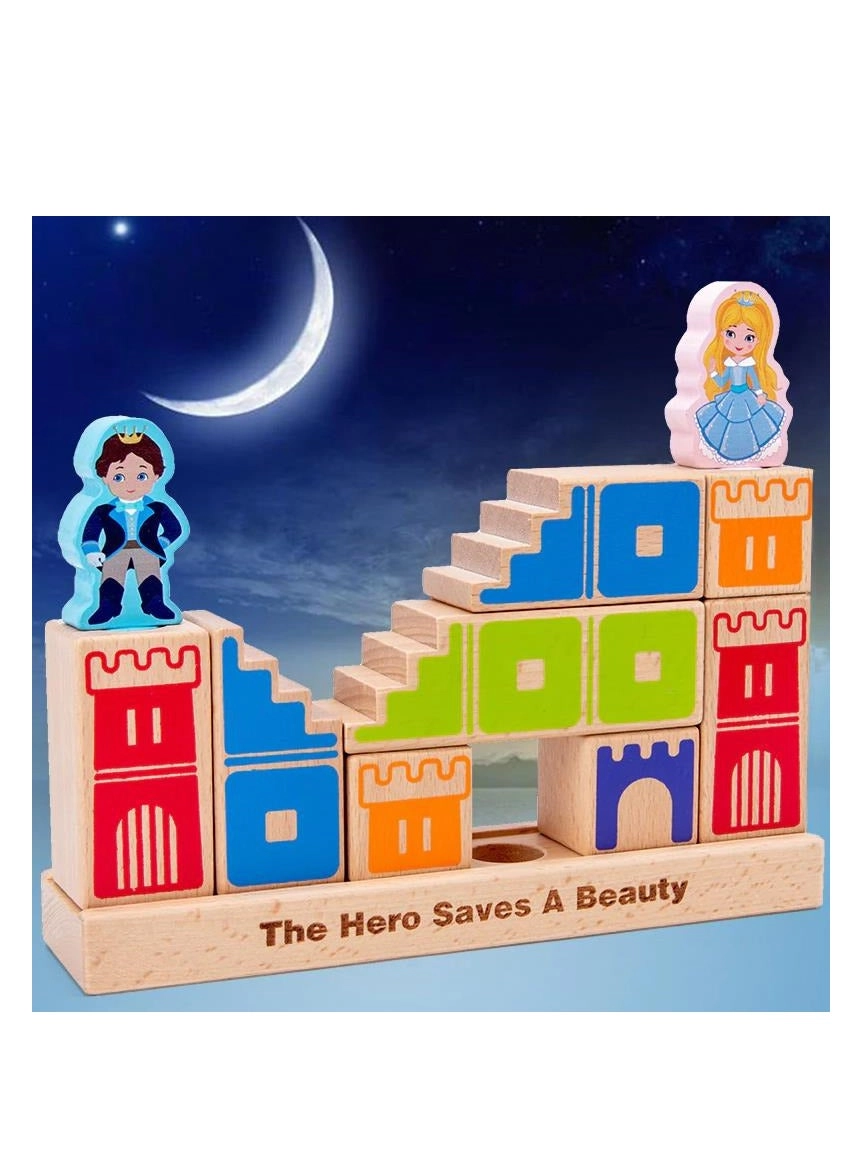 REBENUO Hero Save Princess Preschool Puzzle Game - Wooden 3D 48 Challenges