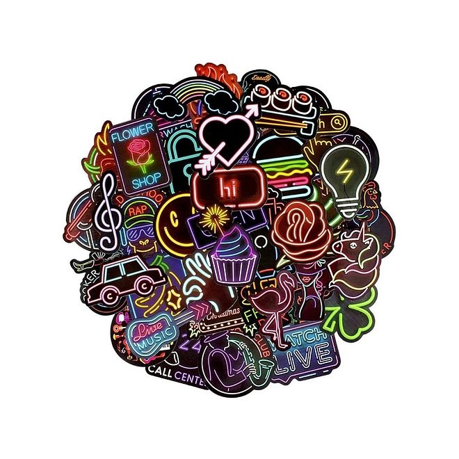 Neon Sticker Book Waterproof 50 pcs