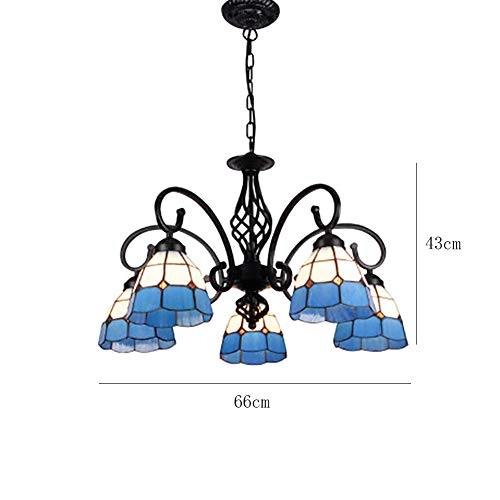 Tiffany Round Chandelier - E27 Colored Peach 30*19cm