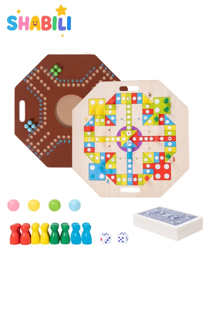 SHABILI 2-in-1 Board Game Set - Ludo Cribbage-style Marble Scoring