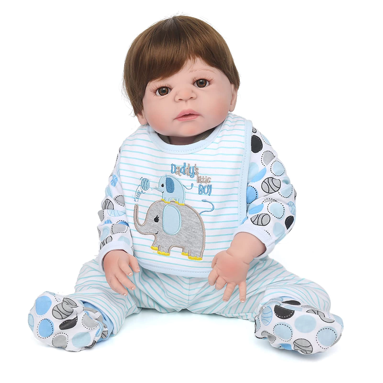 F&FSH Reborn Baby Doll - 22 Inch Vinyl Brown Eyes