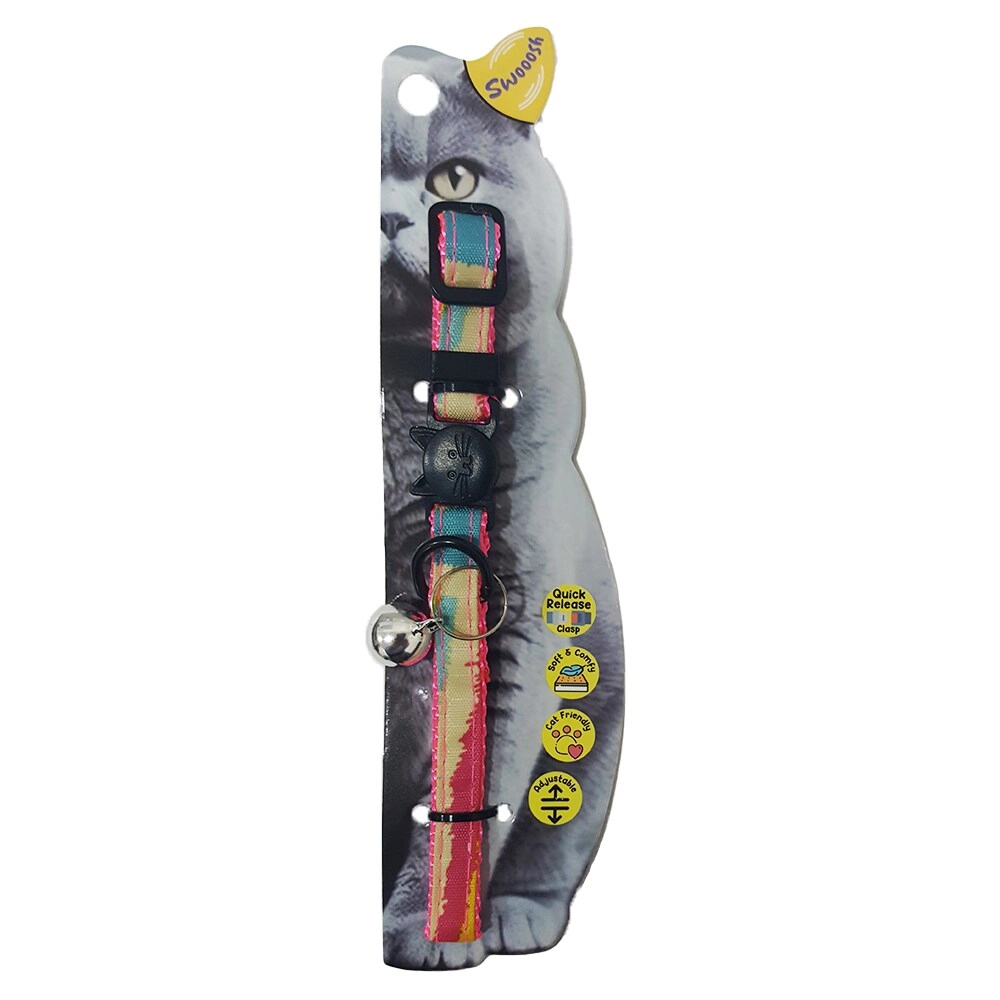 Swooosh Rainbow Cat Nylon Safe Cat Collar - C-10mm 18/28cm cats Pack