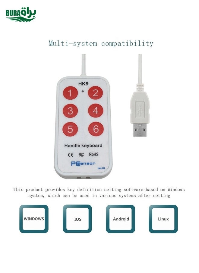 HK-6 - 6 keys 2 meter USB Keypad