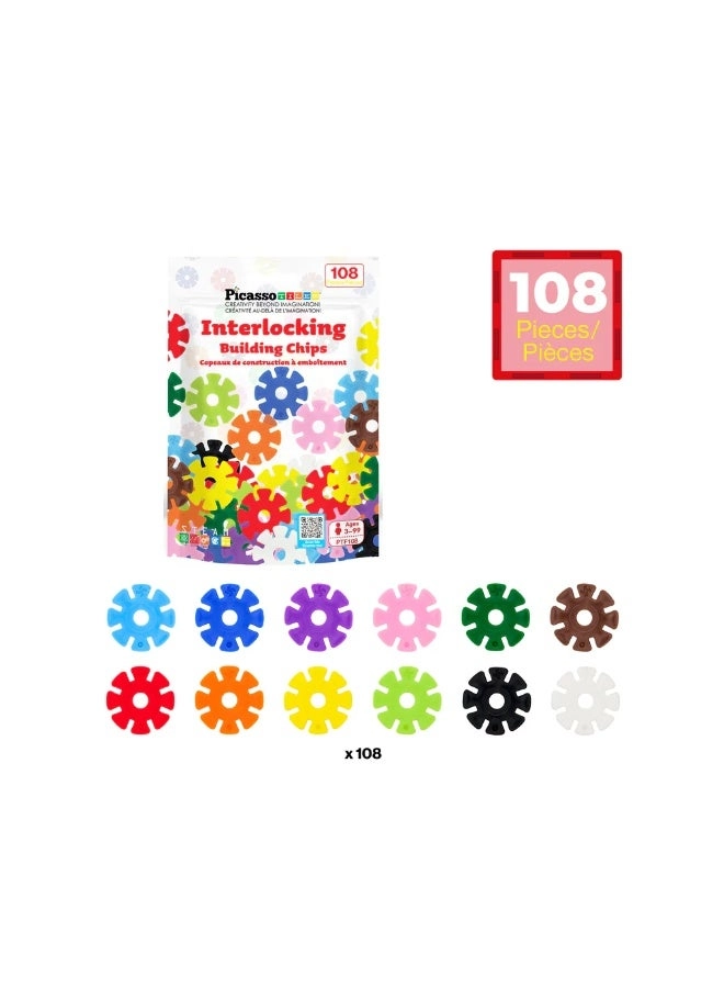 Magnetic Interlocking Building Chips - 108 pcs