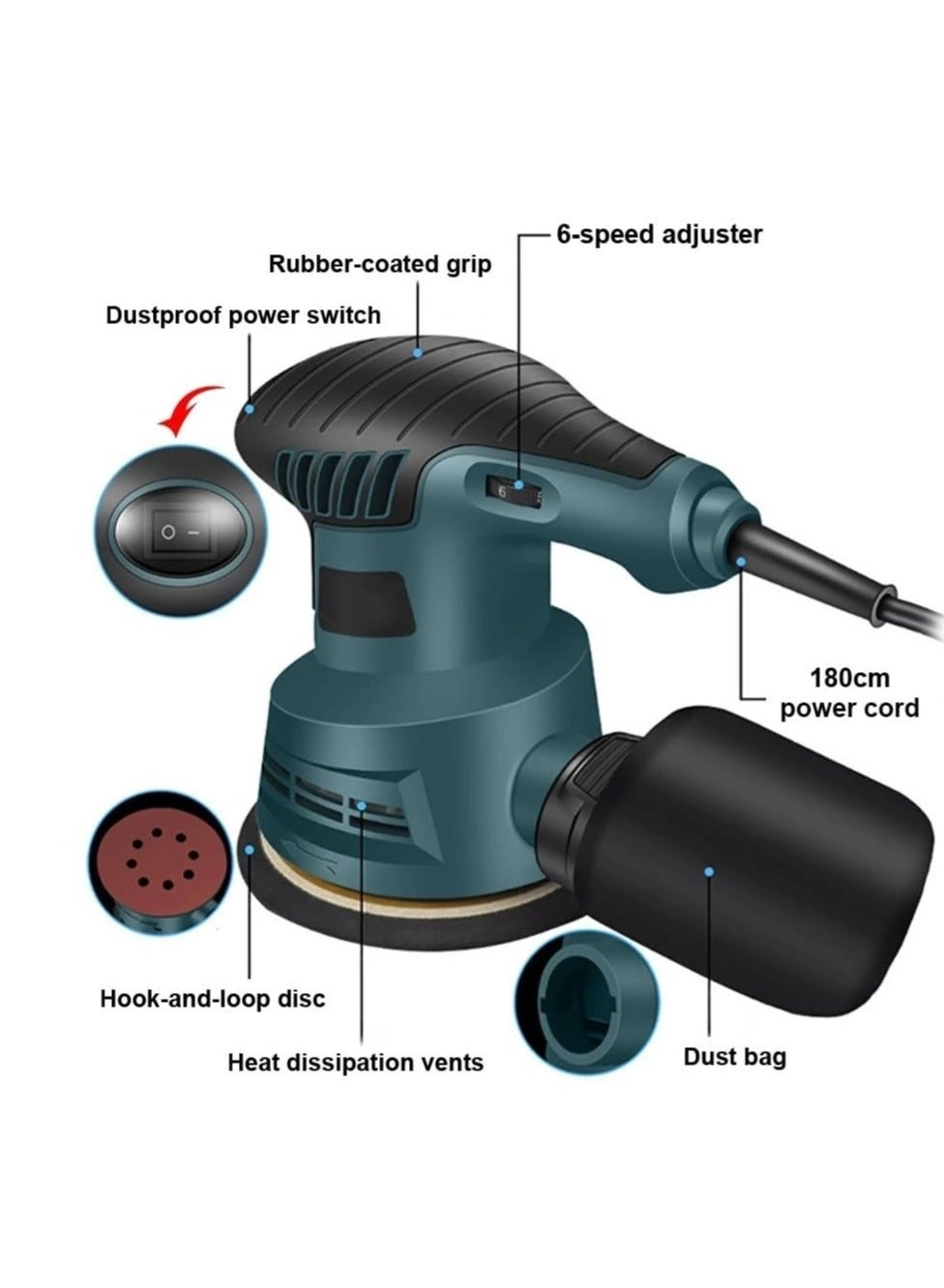Orbital Sander - 300W 12000RPM 6 Speeds