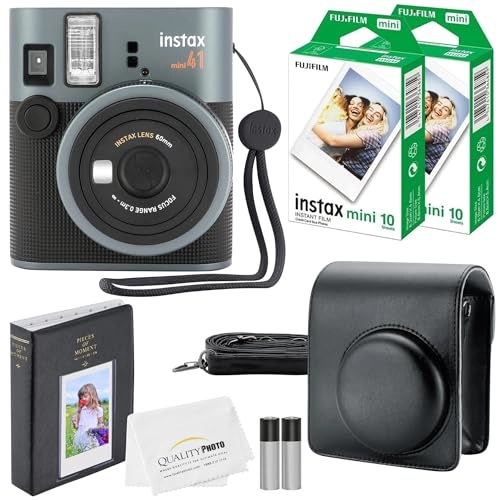 Instax Mini 41 + Instax Mini Instant Film - 20 Sheets + Photo Album - 64 Pockets + Microfiber Cleaning Cloth