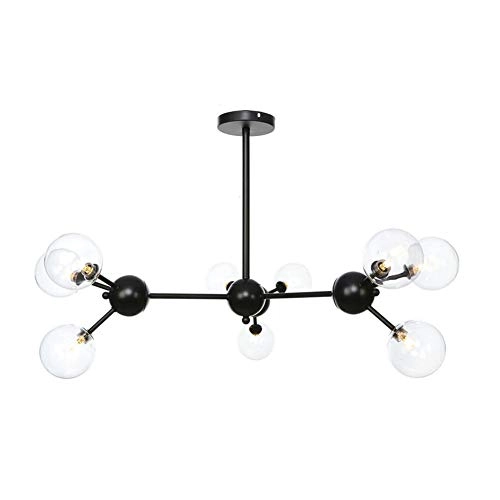 G4 Creative Magic Bean Molecular Chandelier - 9 heads Black transparent lampshade