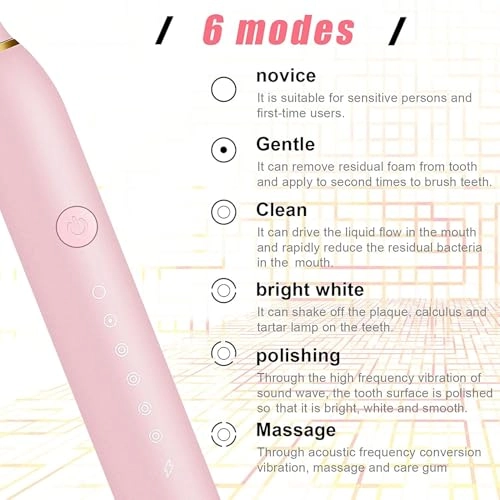 Sonic Electric Toothbrushes - 6 Modes 8 Brush Heads