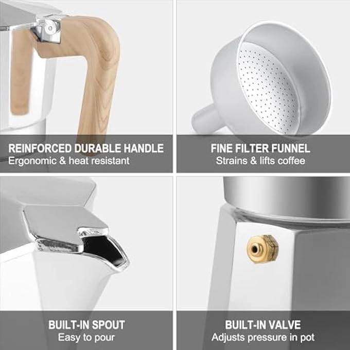 Stovetop Coffee Maker - 450Ml 9 Cups HeatResistant Handle