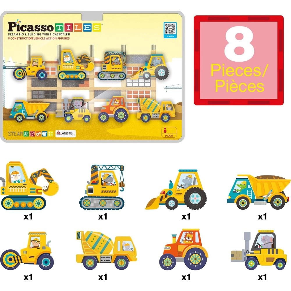 Magnet Building Tile Blocks Addon - Vehicles & Zoo 8pcs