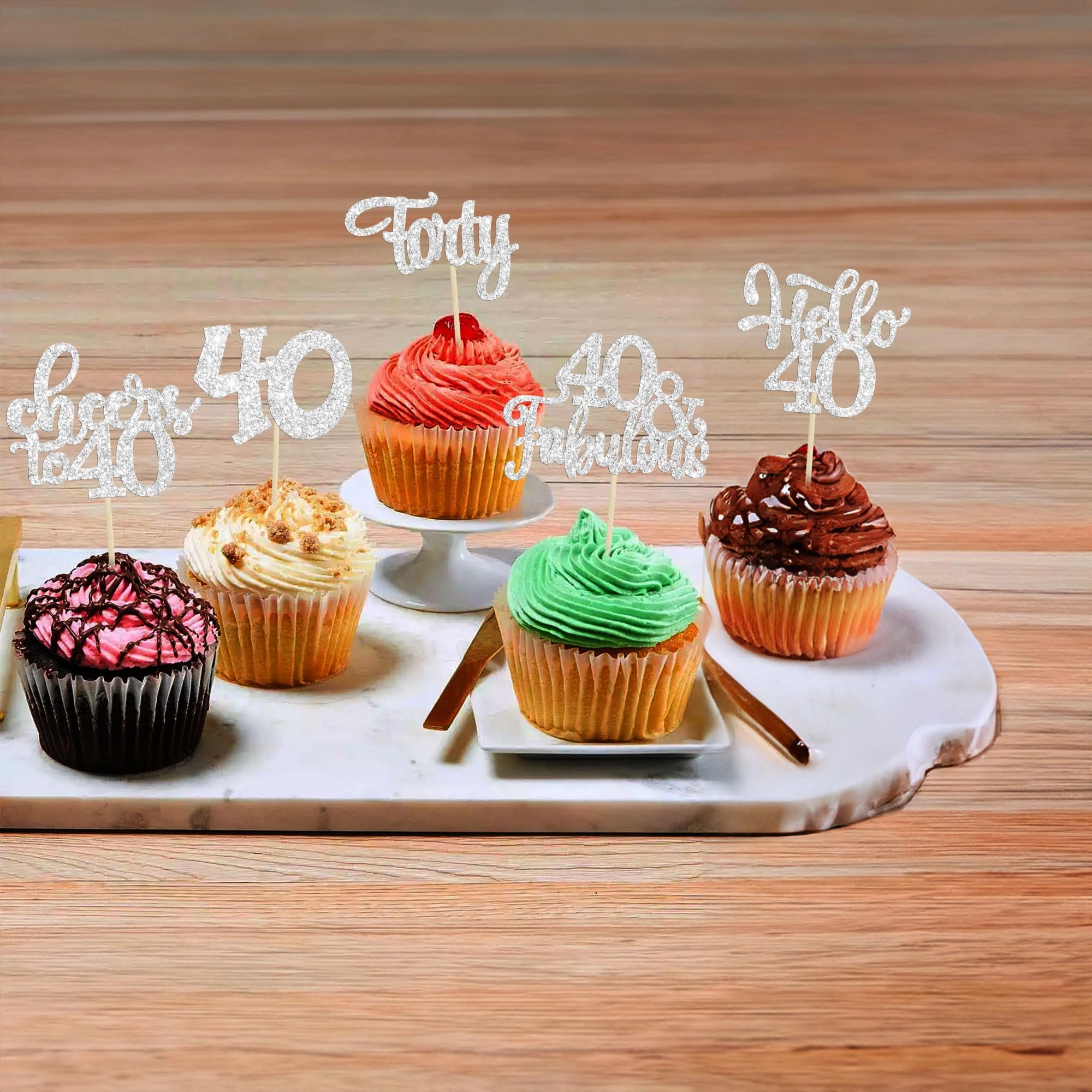 Happy 40th Birthday Cupcake Toppers - 30Pcs Birthday