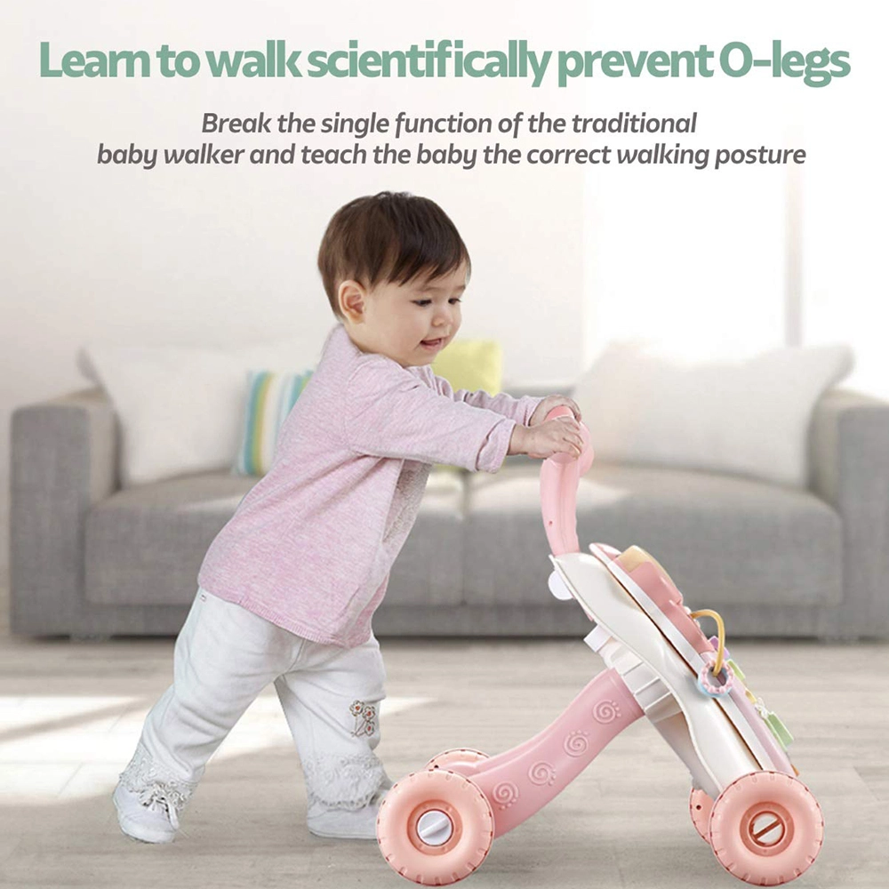 3-In-1 Baby Walker Rotating Chair & Table Playset - Pink Suitable for 6 months and above