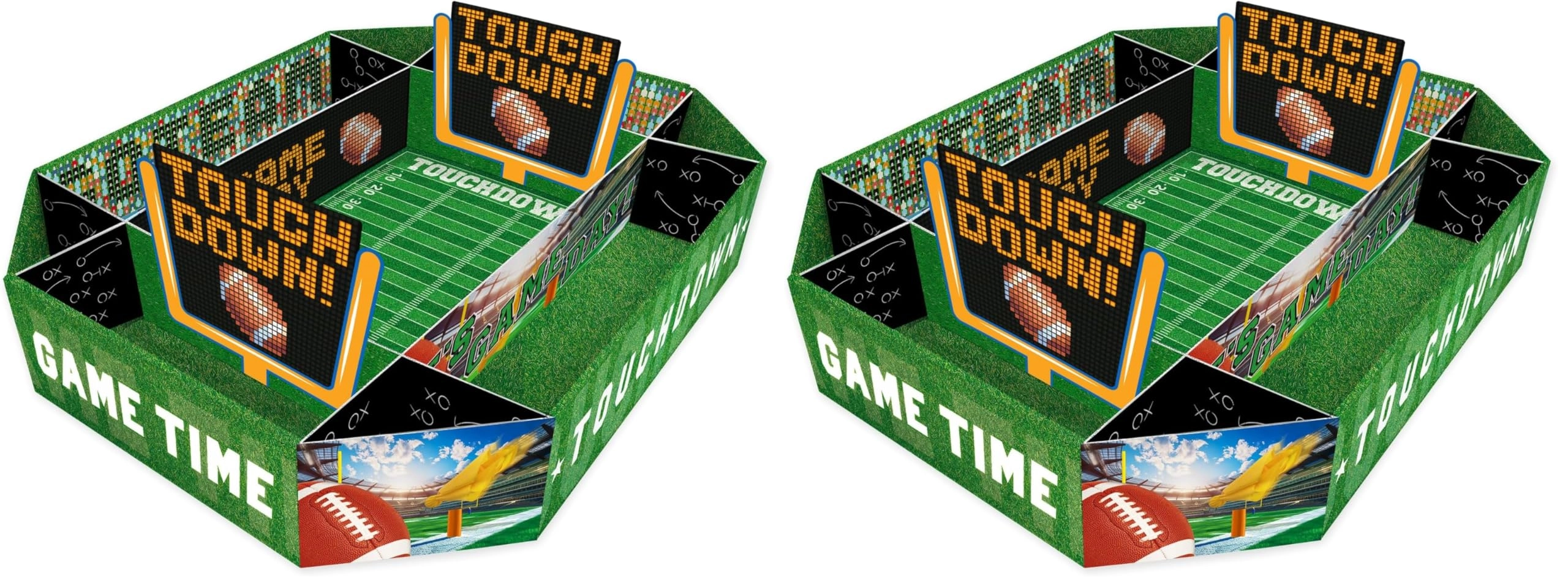 gatherfun Football Serving Tray - Pack of 2 Tailgate, Birthday & Party