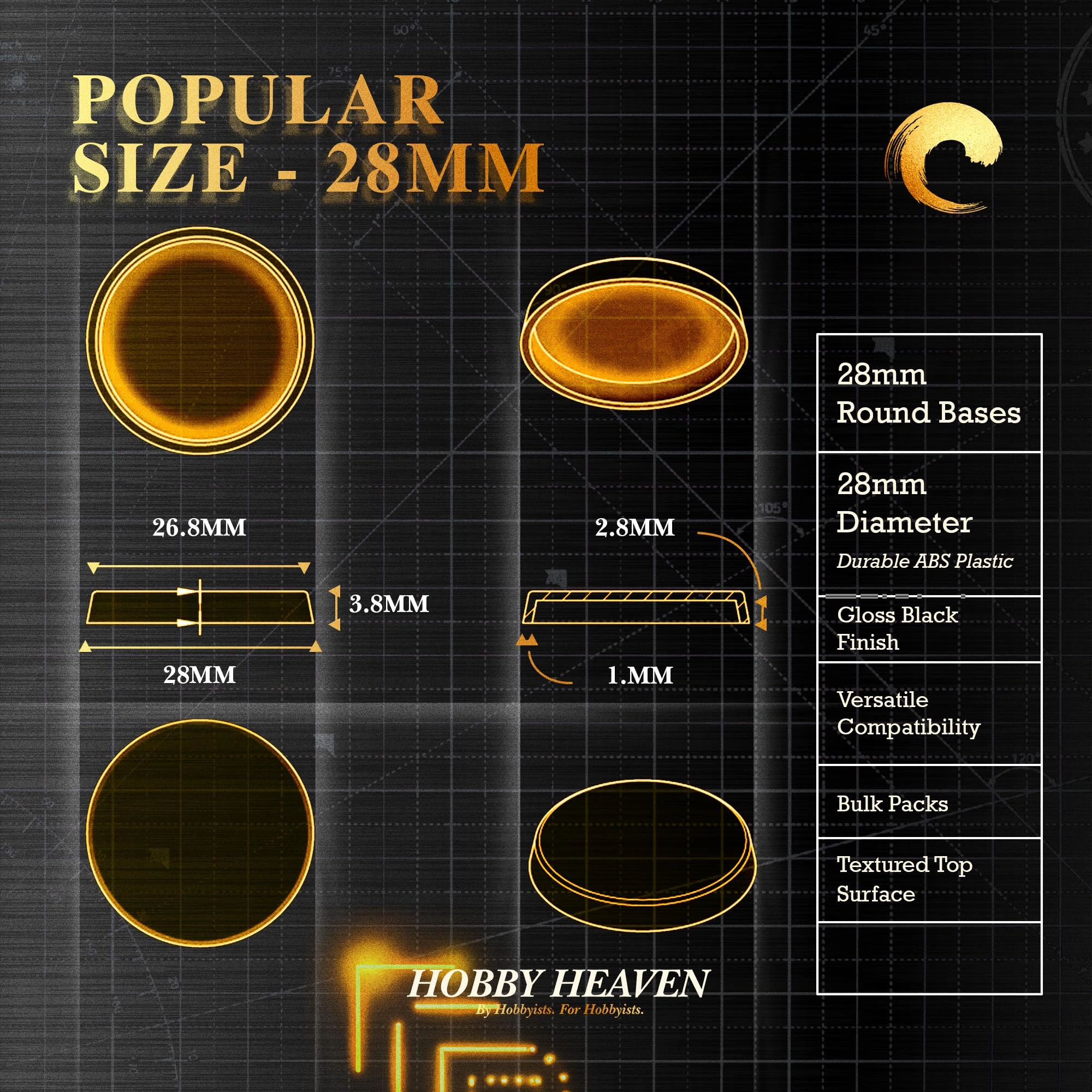 Round Plastic Wargaming Bases - 5 pcs