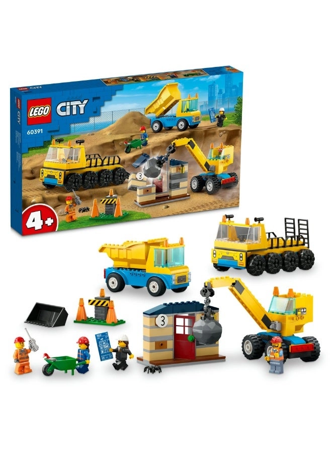 LEGO City Construction Trucks And Wrecking Ball Crane (60391)