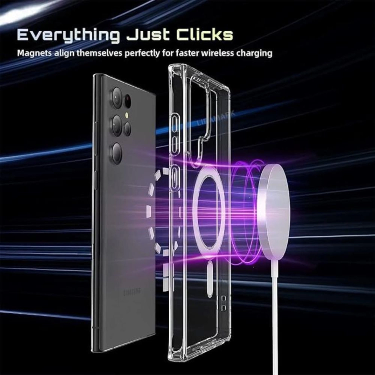 Magnetic Clear Case - Slim Anti-Slip Shockproof for Galaxy S23 Plus