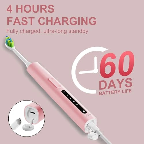 Sonic Electric Toothbrush - 40000VPM 5 Modes 4 Brush Heads