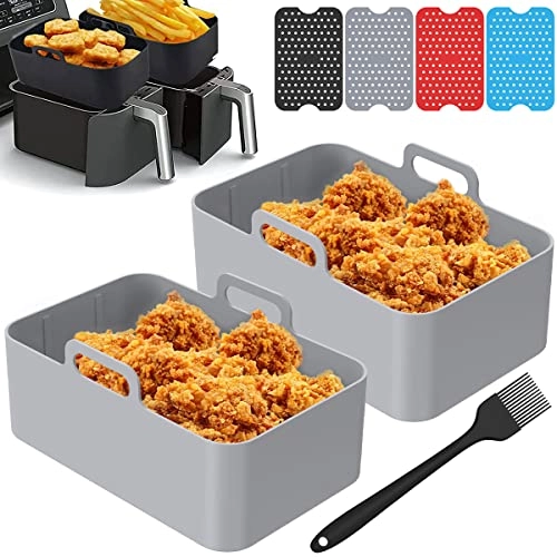 Air Fryer Silicone Basket - 2pcs Silicone + Silicone Pad - 4pcs Silicone + Oil Brush - 1pc