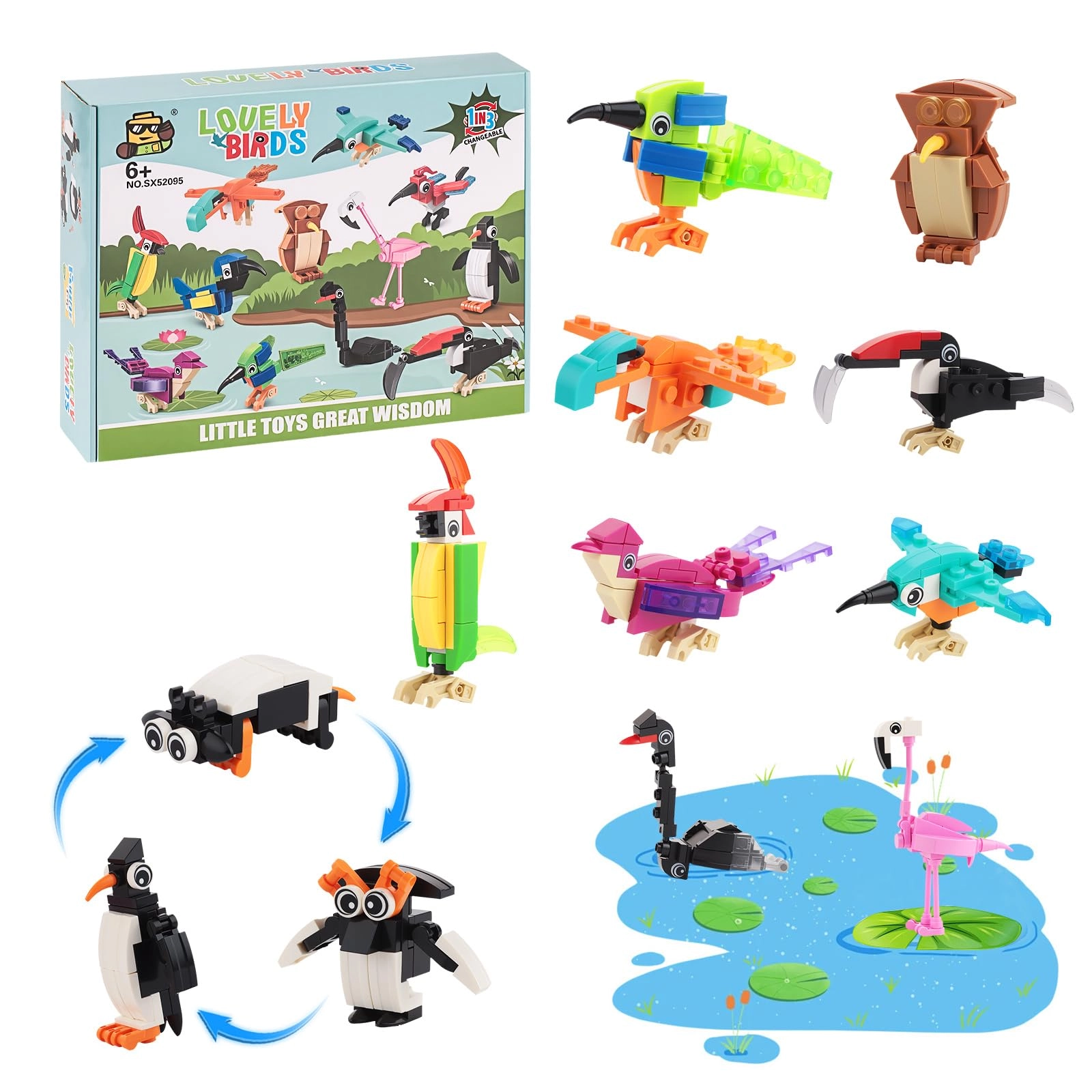 STEFUEWILL17 Mini Building Blocks Set - bird 12pcs