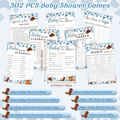 Baby Shower Games - 302 pieces 12 years and up English