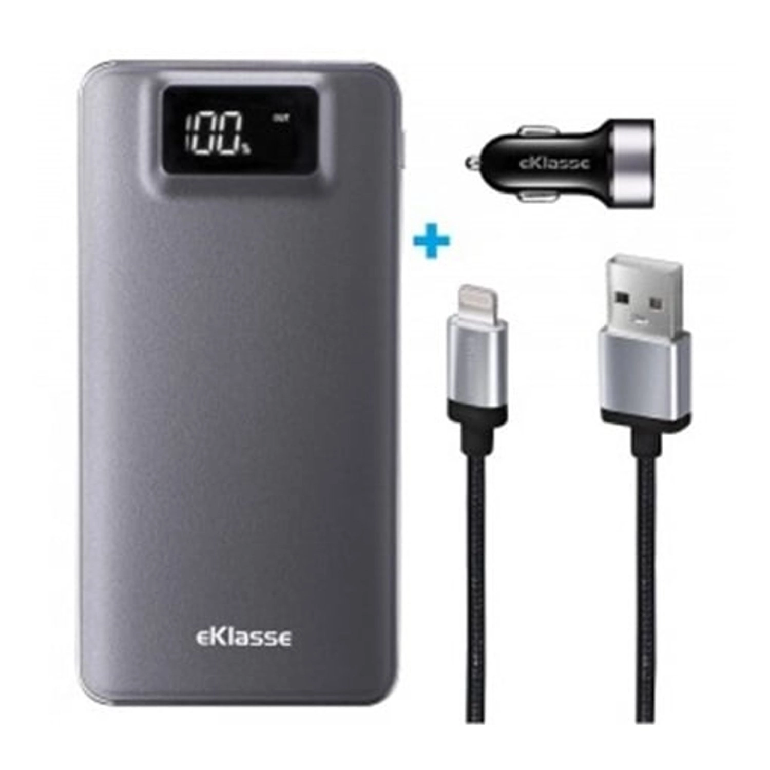 Eklasse EKPB10007 - 10000mAh 2.1A + EKMFI02 - 1m + Car Charger - 3.1A