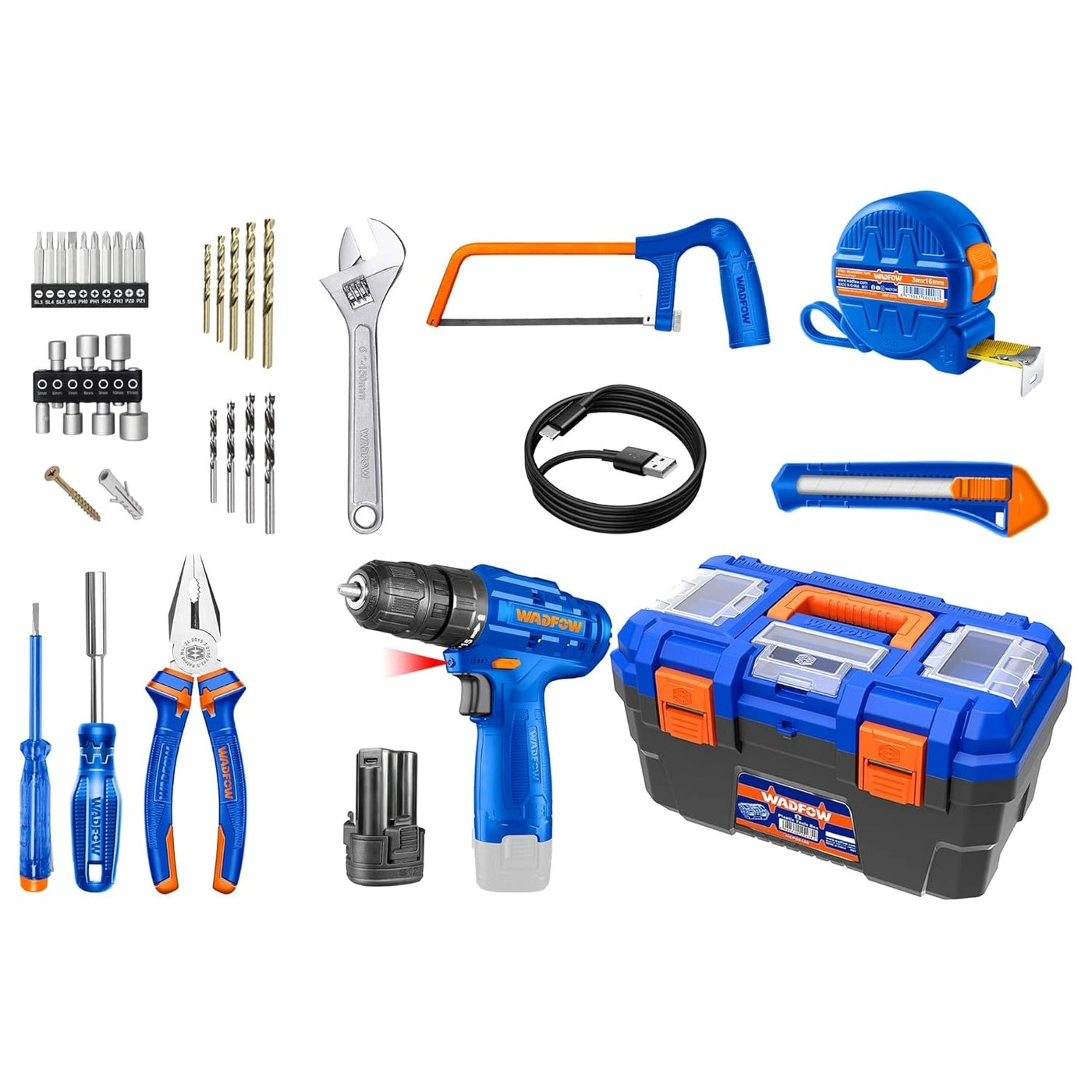 WADFOW Cordless Drill Set - 12V