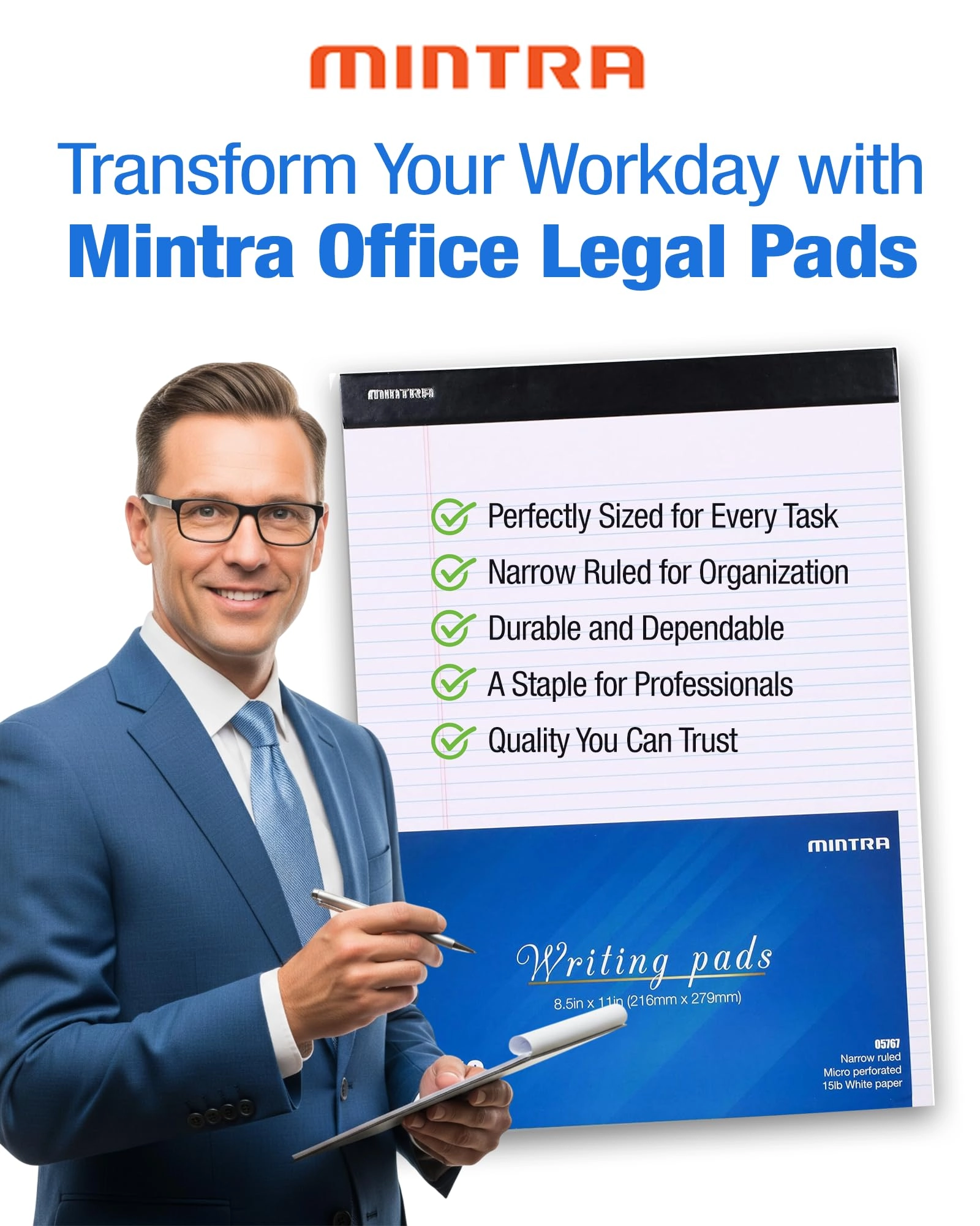 Legal Pads 8.5-x-11-inch inches - Lined 50 Sheets