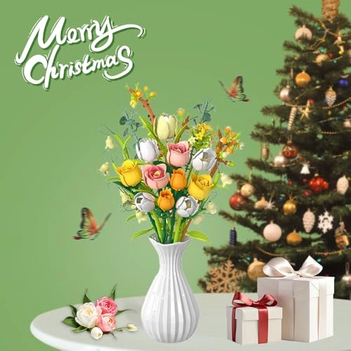 Rose & Tulip Flower Bouquet (B819) - Artificial Flowers Building Set