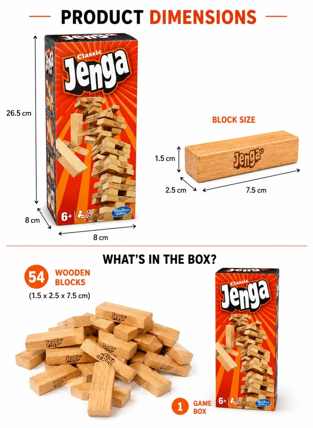 Jenga Classic - Ages 6+ 54 piece(s)