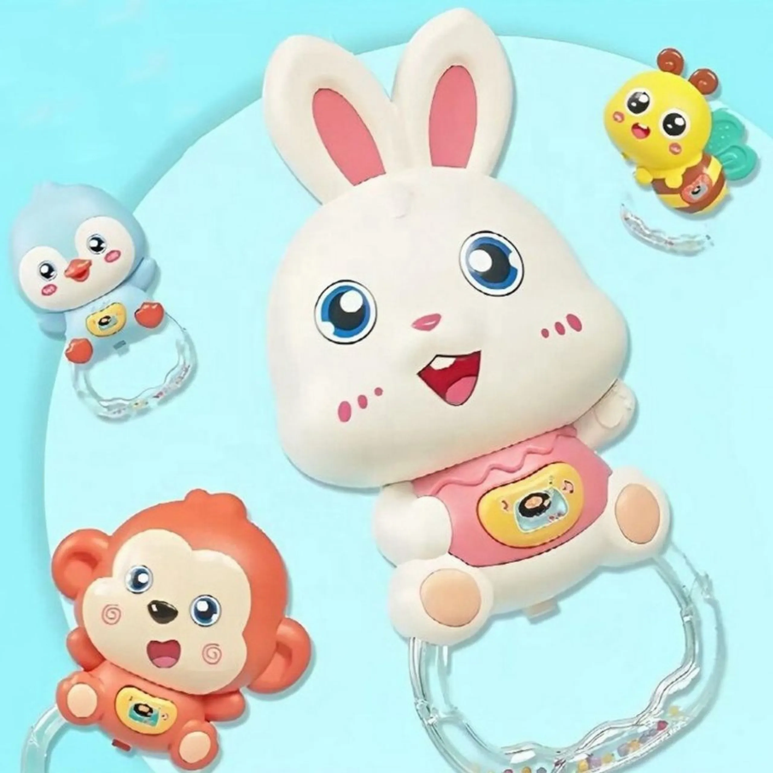 Stuffed Animal Rattle Bar Toy - 3 months Soft plush Rabbit