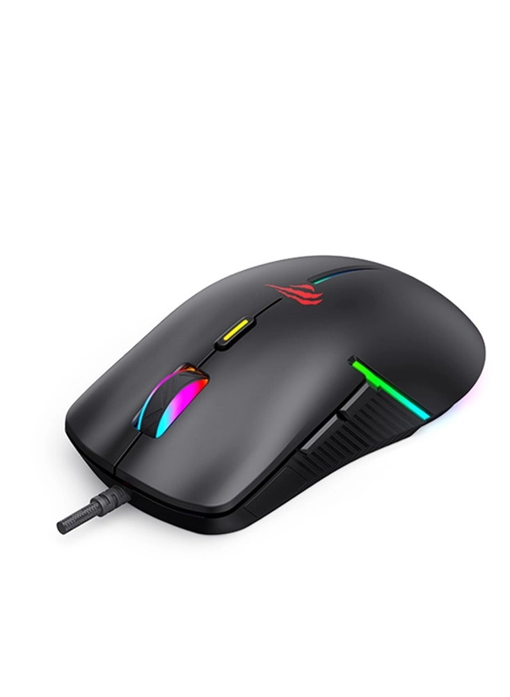Havit MS1031 RGB Backlit Programmable Gaming Mouse, 6 DPI(800-7200), RGB Lights, Anti-Slip Design