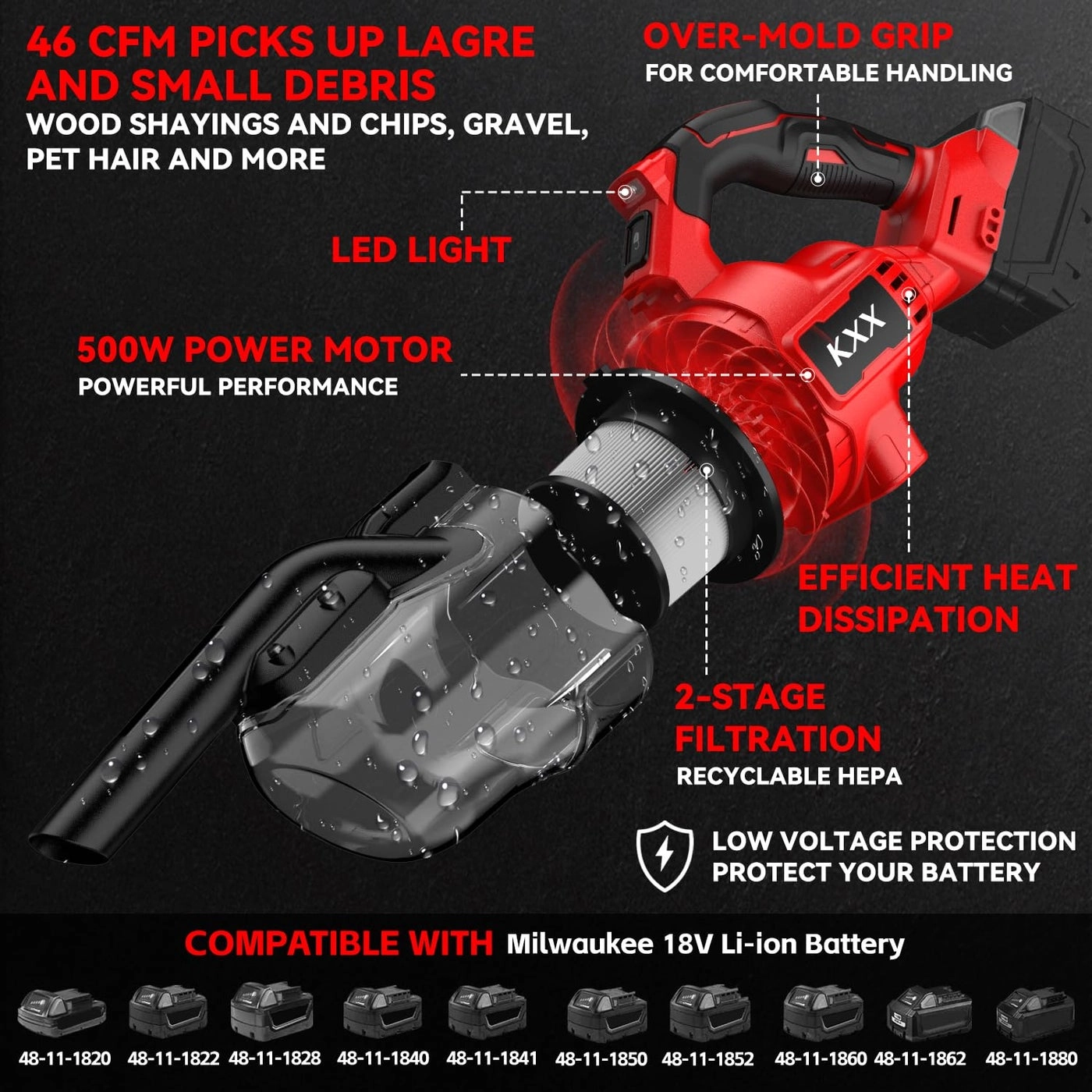 Cordless Vacuum - 18V 500W Handheld