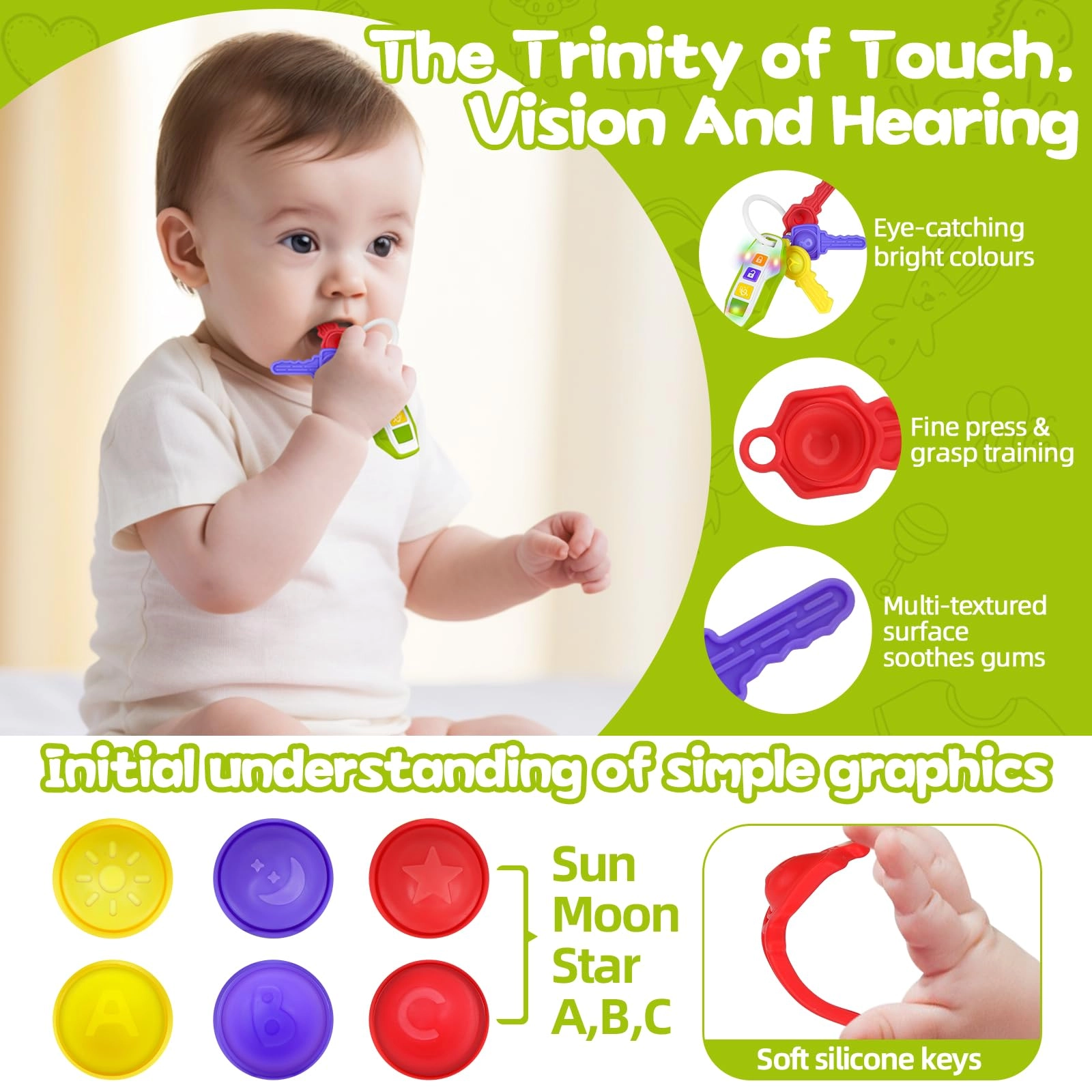 Baby Key Teether - Plastic, Silicone