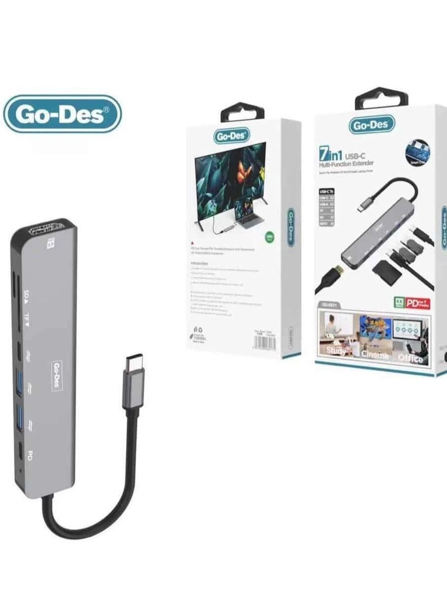 GO-DES Multiport Usb C Hub - 4K HDMI 100W PD 3x USB 3.0