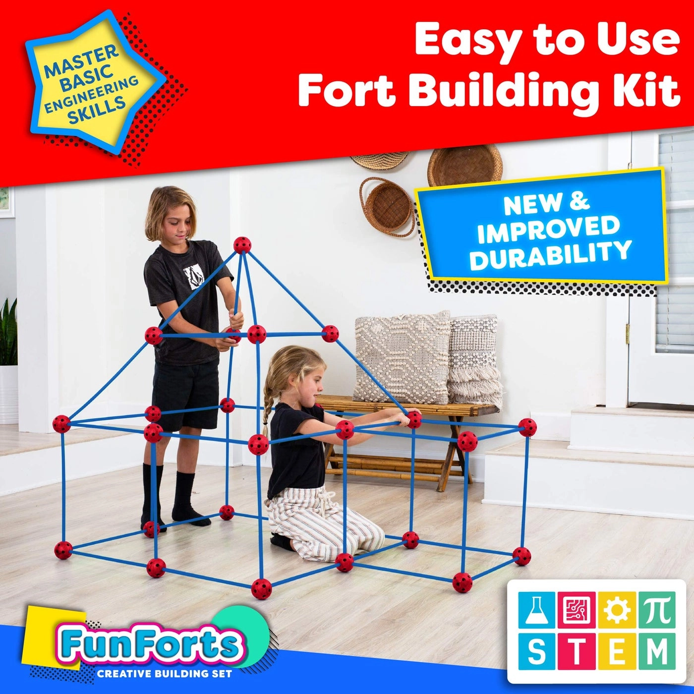 Fun Forts - 53 Rods 28 Spheres Red Blue