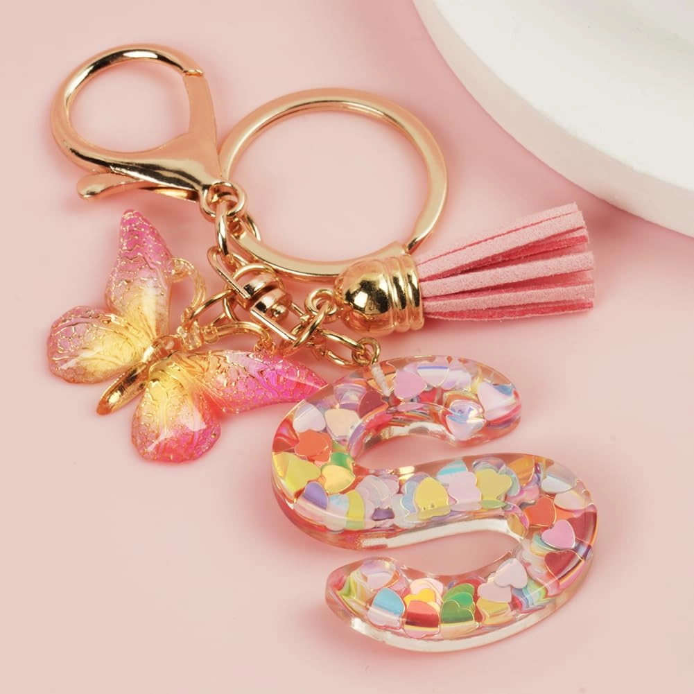 Initial Letter Keychain - Butterfly