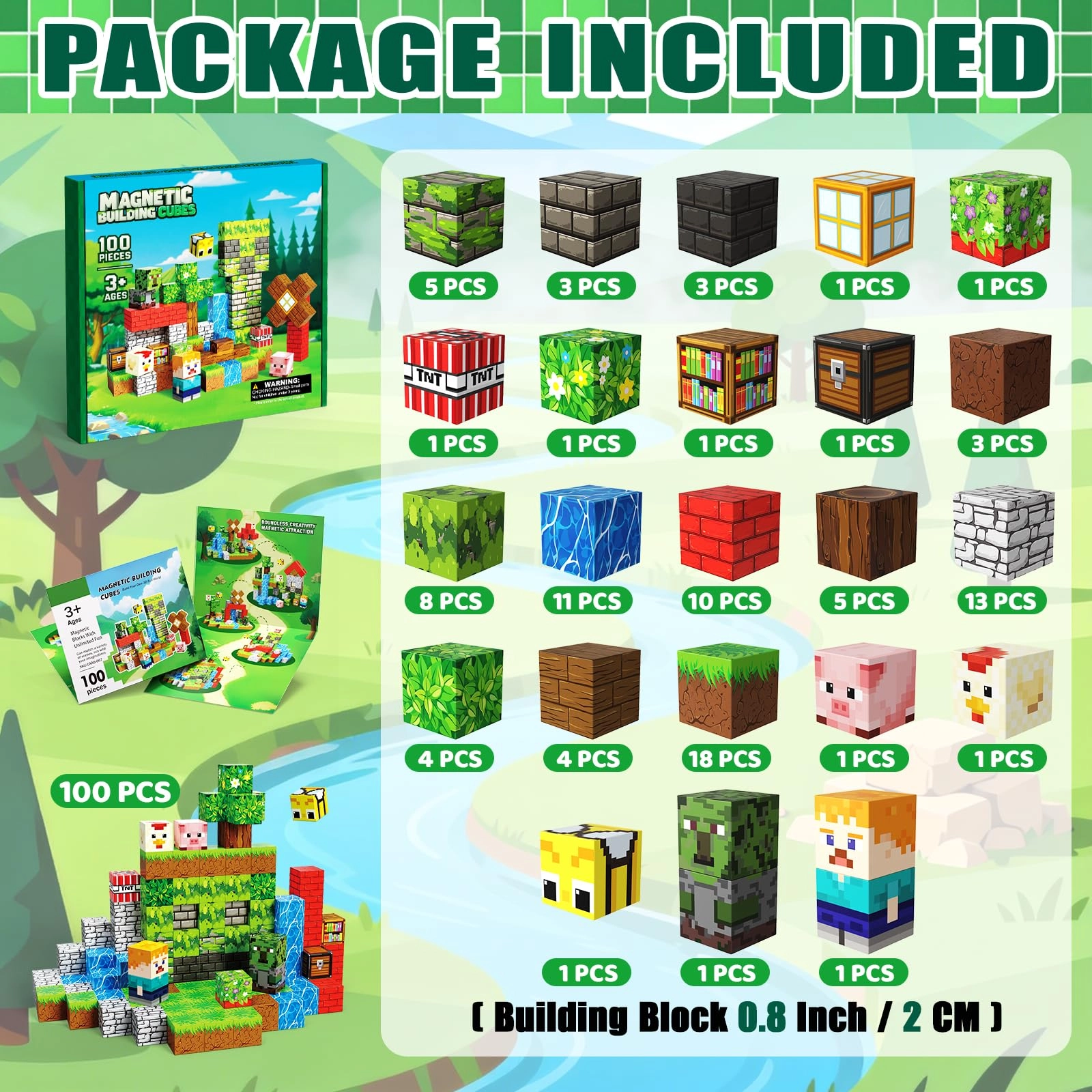 Magnetic Blocks - 100 pcs