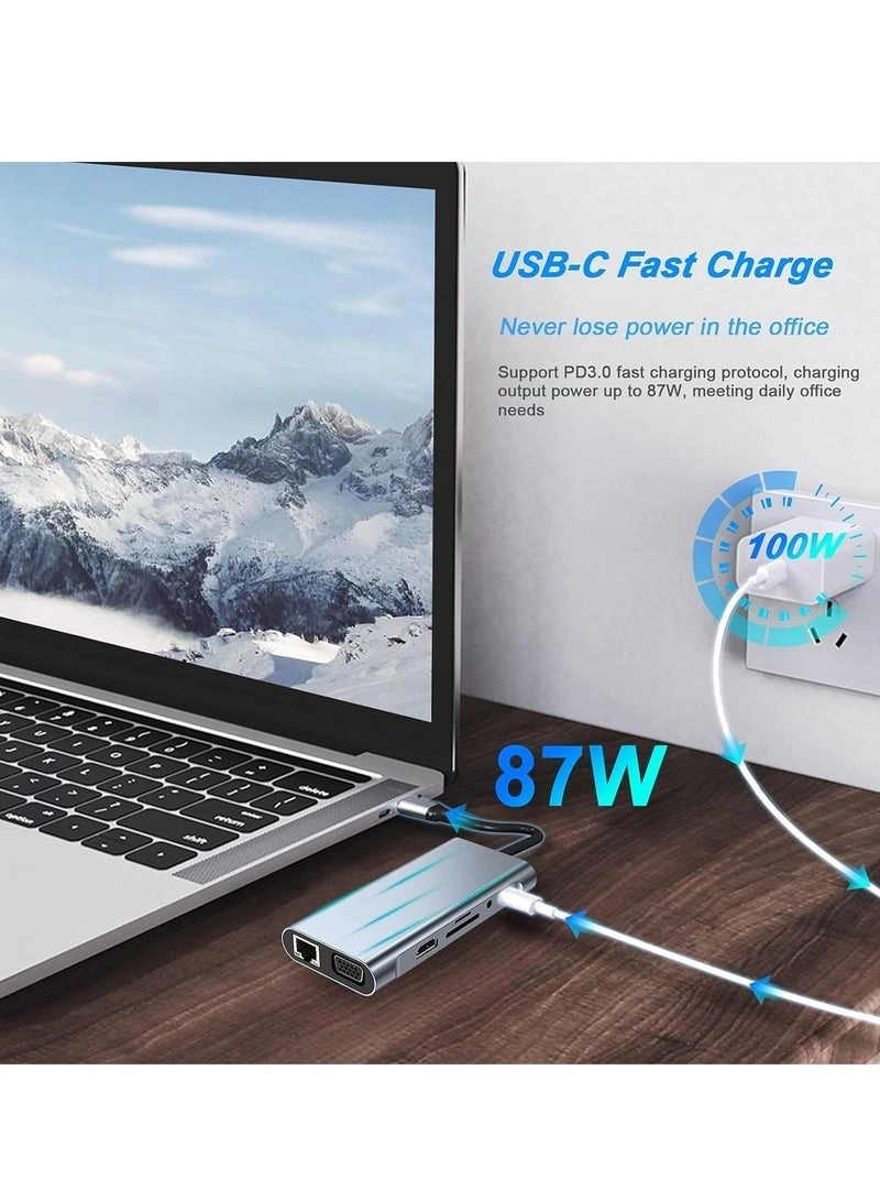 USB C Hub - 10-in-1 4K HDMI Ethernet