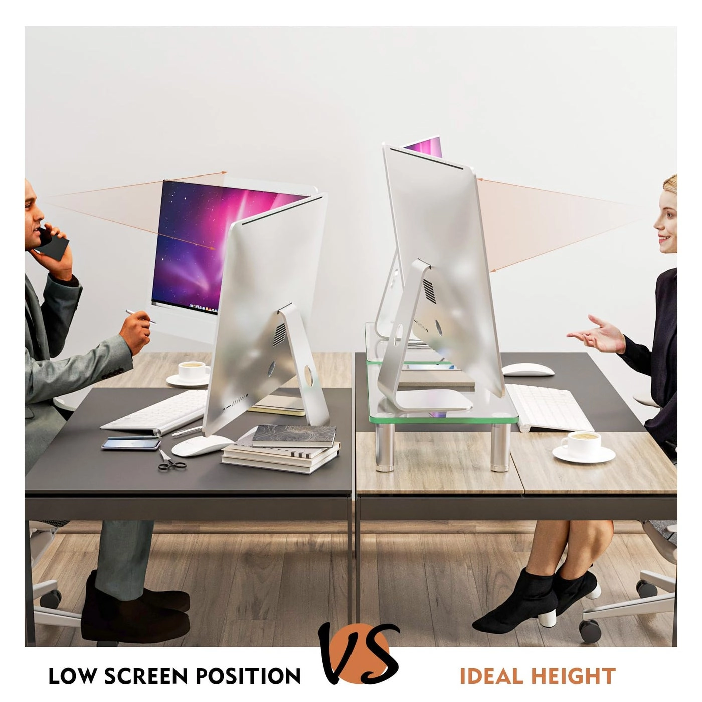 Monitor Stand Riser - 2 Pack Tempered Glass