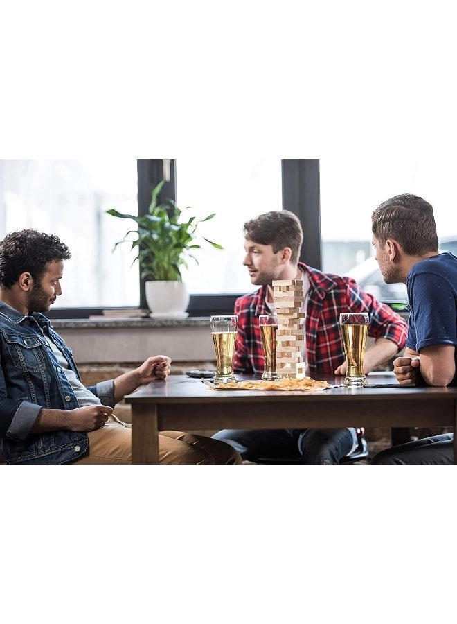 Tumble Tower - Wooden Block Stacking Party Game Includes Storage Case