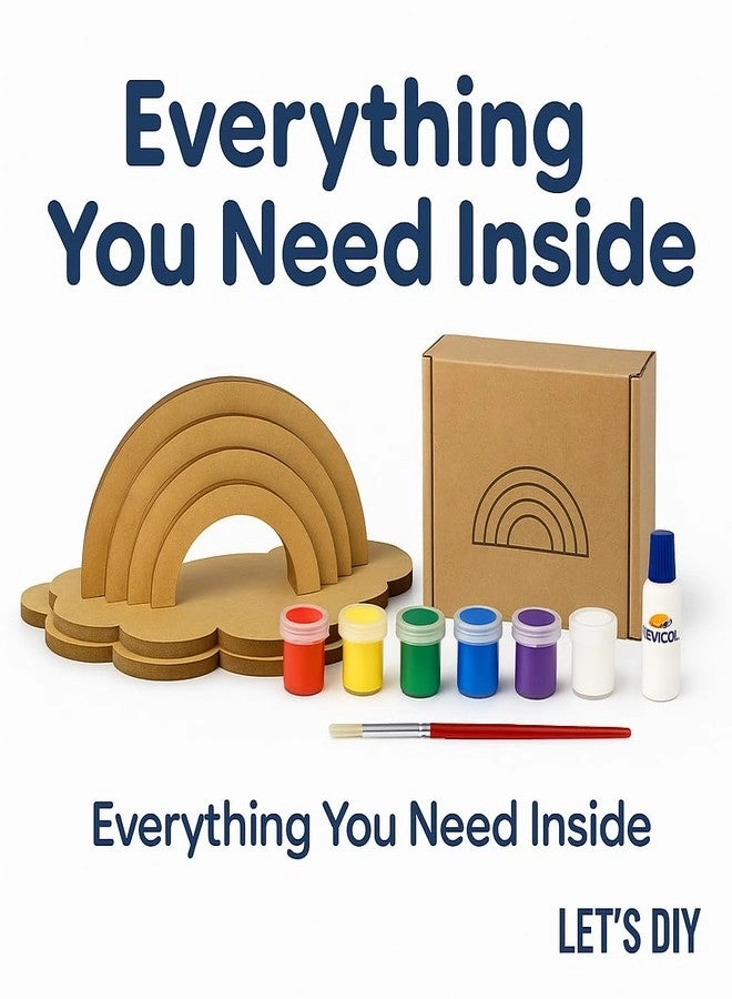 MDF Rainbow Craft Kit - Wooden Cutout 6 Colors 5x7 Inch