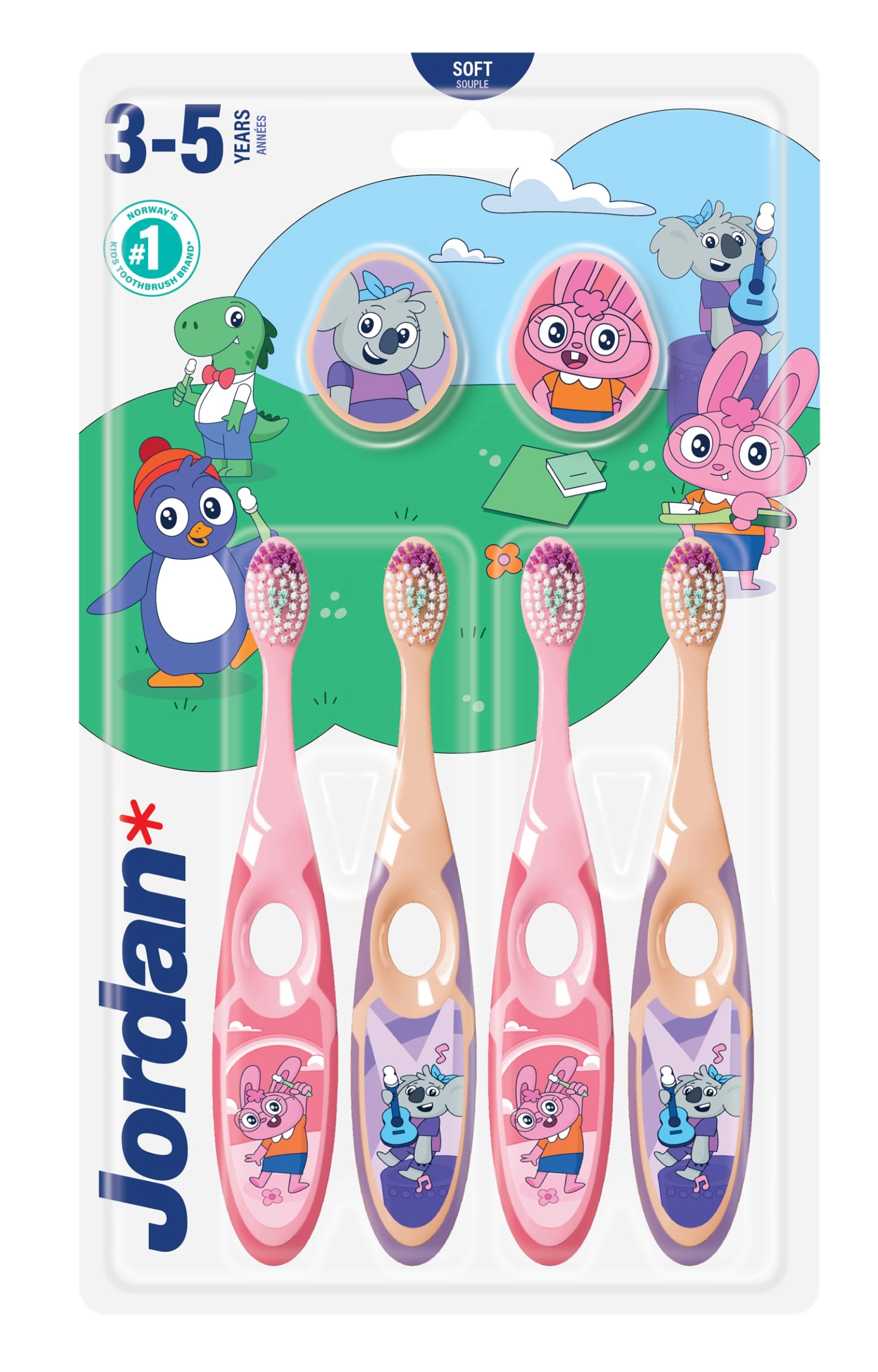 Jordan Step 2 Kids Toothbrush - Soft 4-Piece Pack