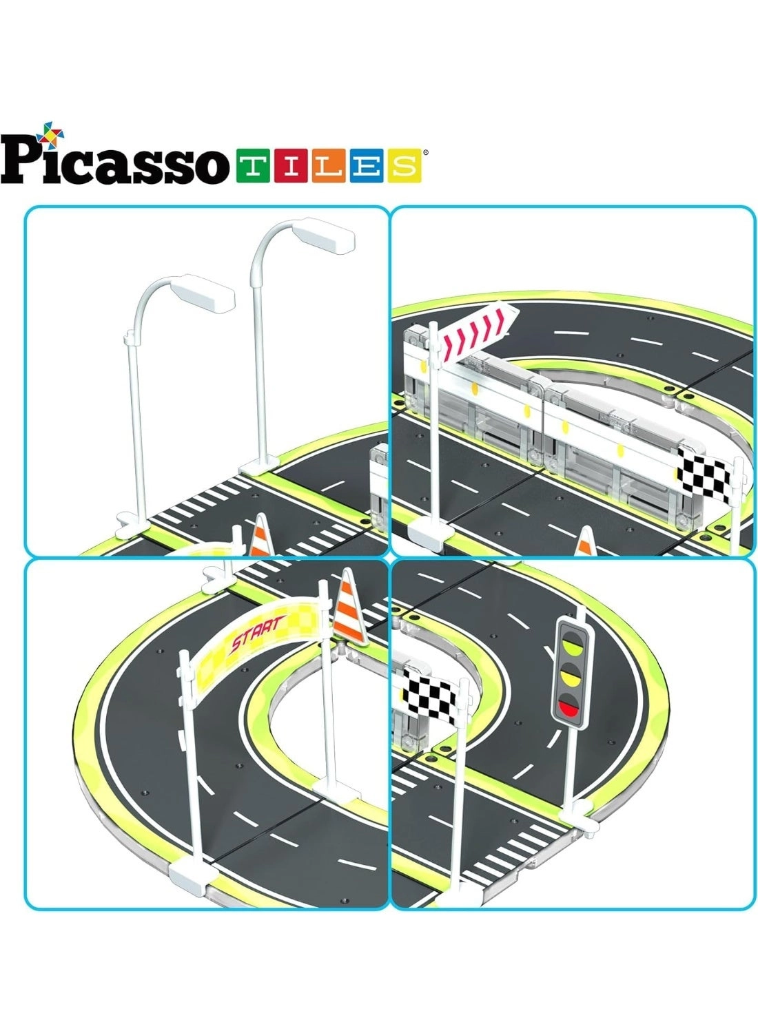 Magnetic Tiles Highway Printed Set (PTR03) - Multicolor