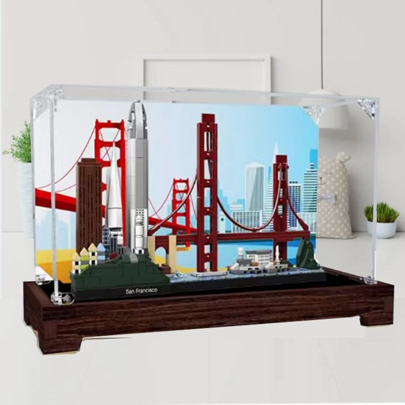 Clear Acrylic Display Case (21043) - 12.59x4.72x7.48in. Wood Bottom