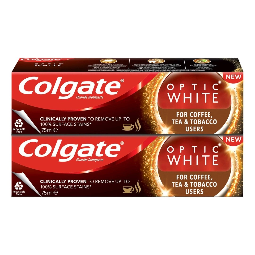 Colgate Optic White Hydrogen Peroxide Toothpaste 75ml x2