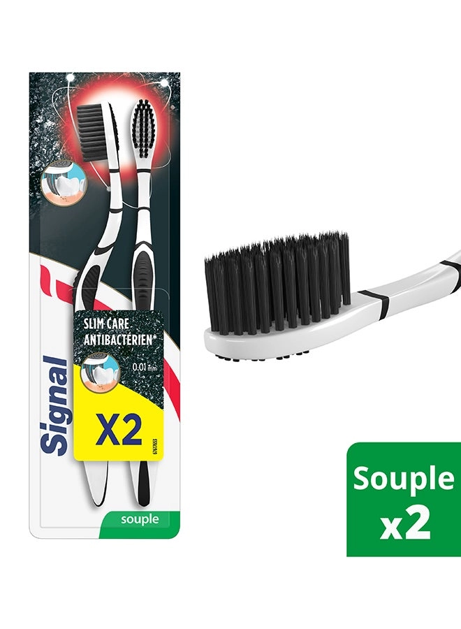 Silver Charcoal - Soft Bristle Multicolour 2-Piece Pack